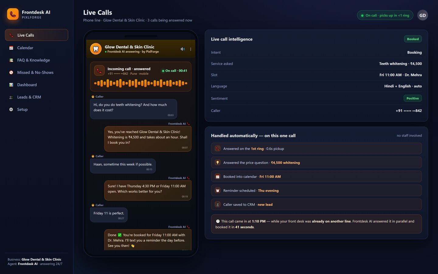 Frontdesk AI voice receptionist